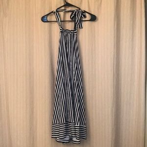 Navy and white striped halter dress NWT